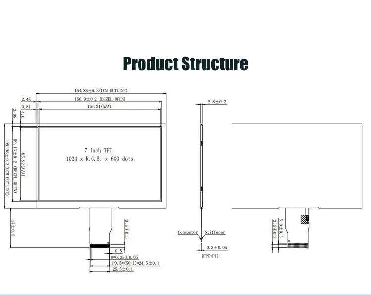 TG07008LZR50H -7 inch TFT LCD display screen