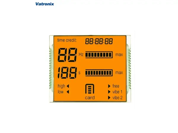 bright orange monochrome LCD screen display