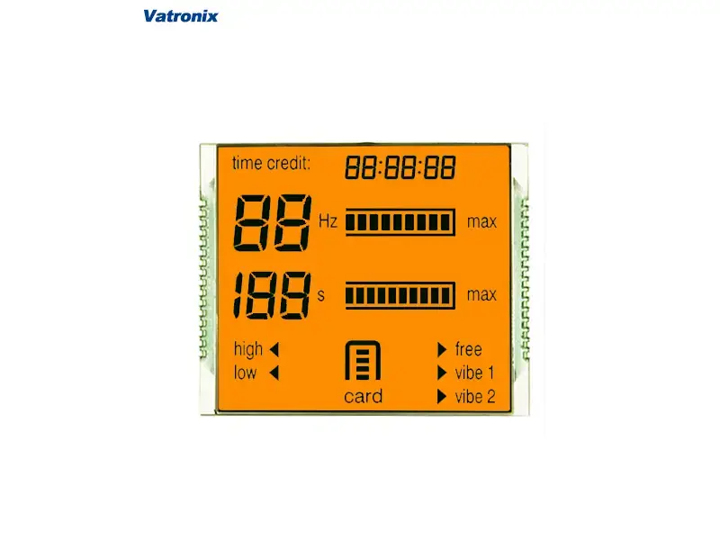 bright orange monochrome LCD screen display