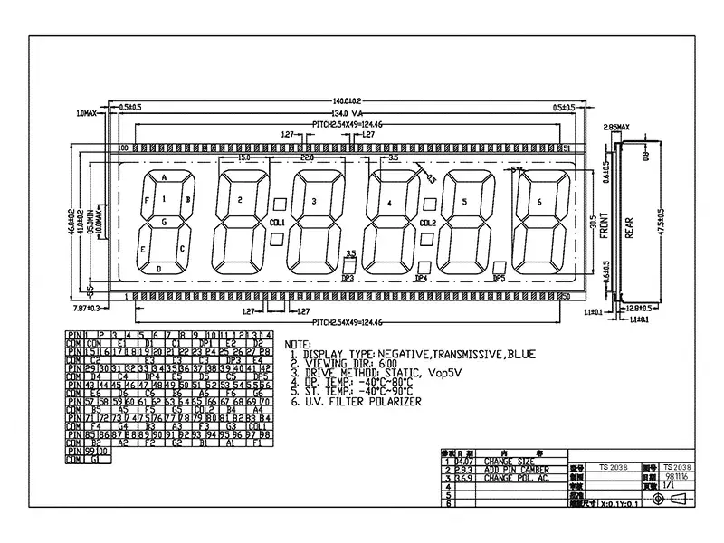 TS2038 - FSTN semi-transparent, black & white LCD custom company
